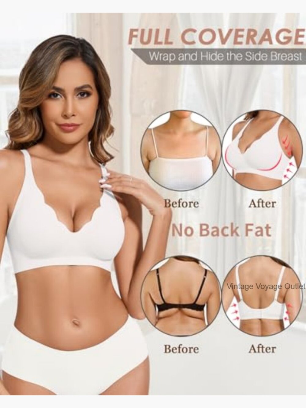 Deep V Plunge Bra Wireless Push Up Support Seamless Bralette View 3